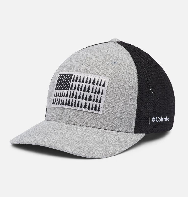 boné columbia mesh com estampa de árvore e bandeira
