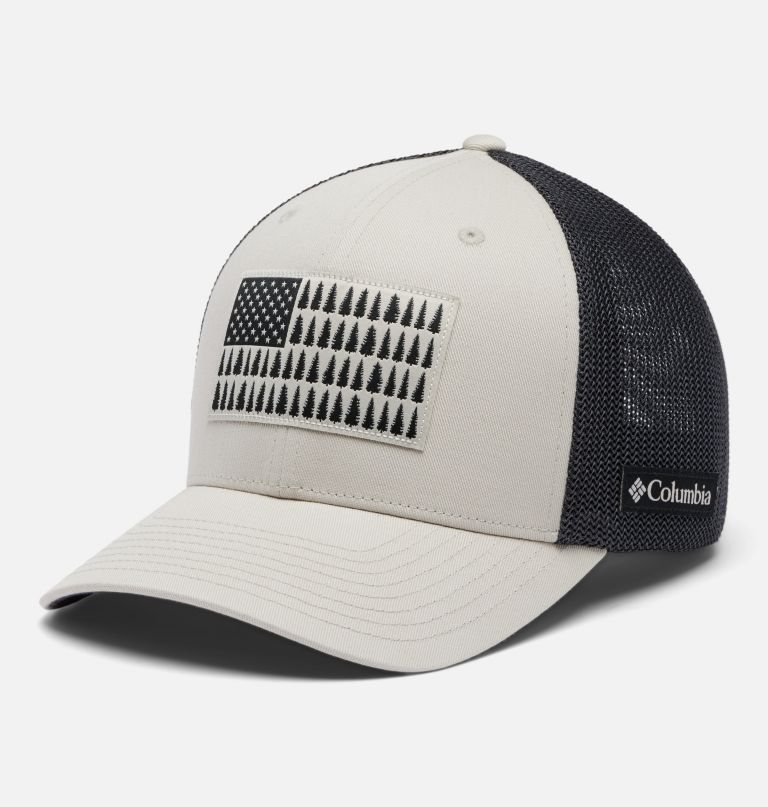 boné columbia mesh com estampa de árvore e bandeira