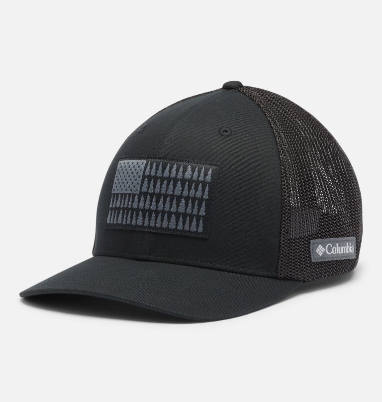 boné columbia mesh com estampa de árvore e bandeira