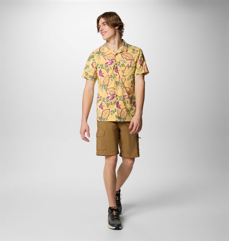 camisa masculina tech trail utility de manga curta com estampa.