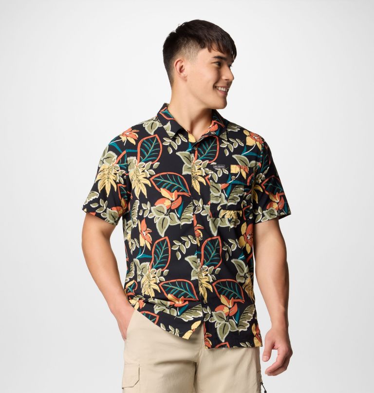 camisa masculina tech trail utility de manga curta com estampa.