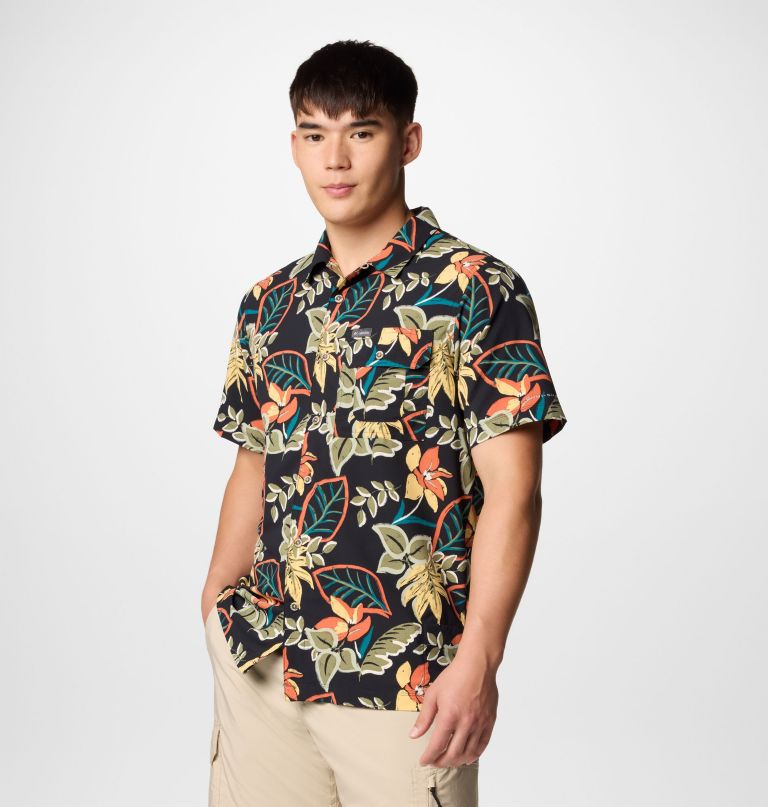 camisa masculina tech trail utility de manga curta com estampa.