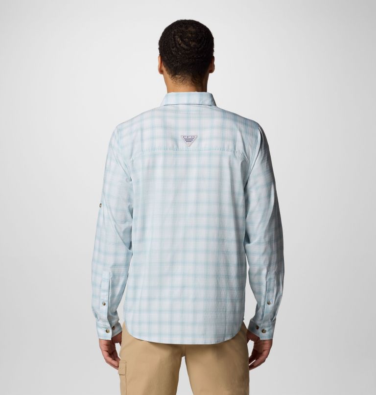 camisa masculina de manga comprida pfg wild cast performance yarn dye