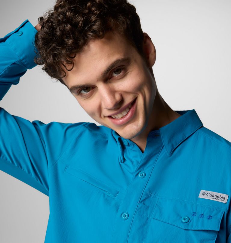 camisa de manga comprida masculina pfg wild cast