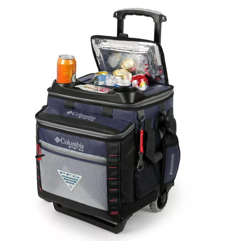 caixa térmica com rodas columbia pfg big katuna - capacidade para 60 latas