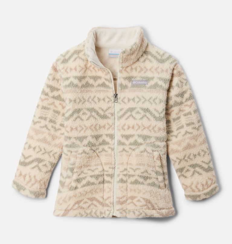 jaqueta de lã polar com zíper frontal e estampa west bend para meninas