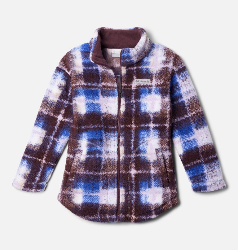 jaqueta de lã polar com zíper frontal e estampa west bend para meninas