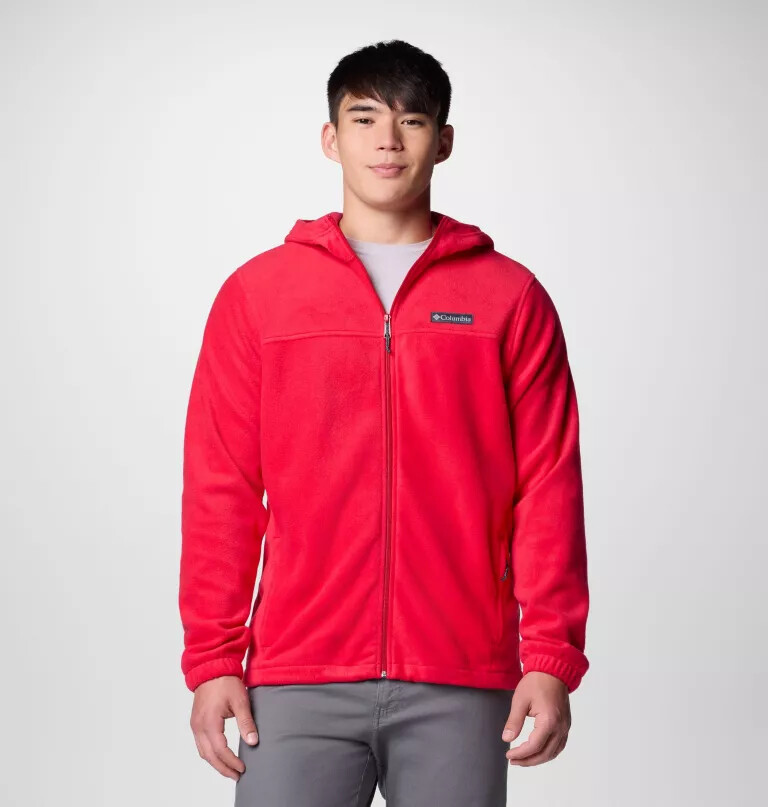 moletom masculino steens mountain com zíper frontal e capuz de lã.
