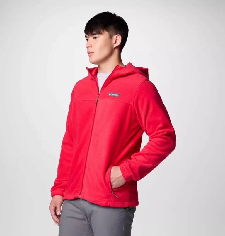 moletom masculino steens mountain com zíper frontal e capuz de lã.