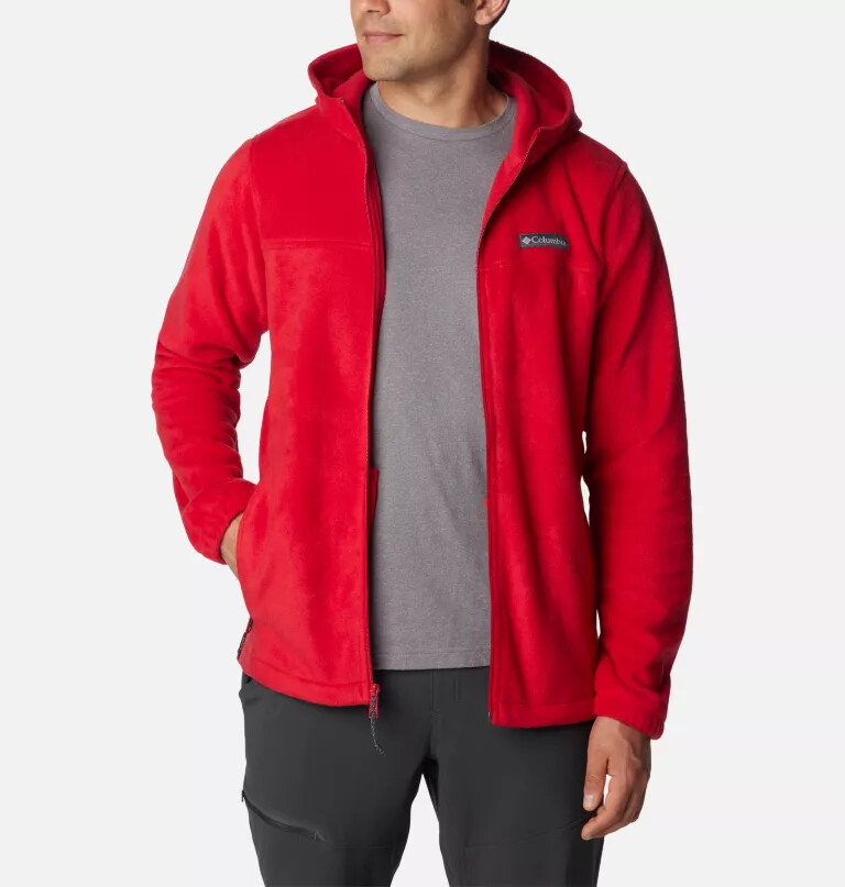 moletom masculino steens mountain com zíper frontal e capuz de lã.