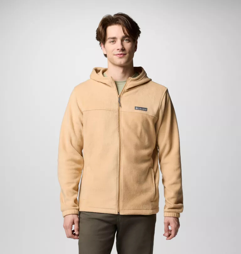 moletom masculino steens mountain com zíper frontal e capuz de lã.