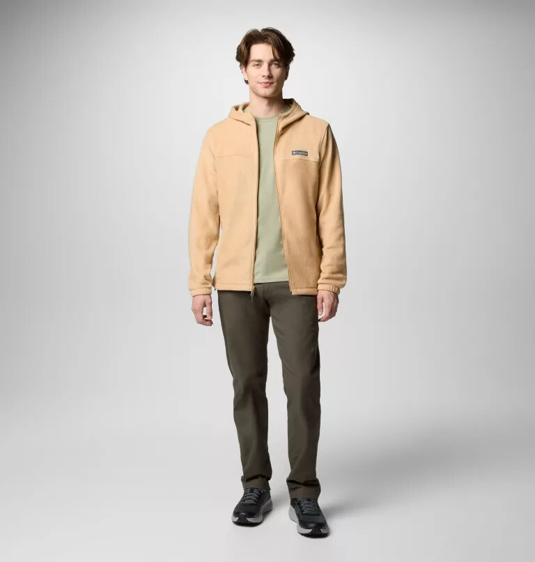 moletom masculino steens mountain com zíper frontal e capuz de lã.
