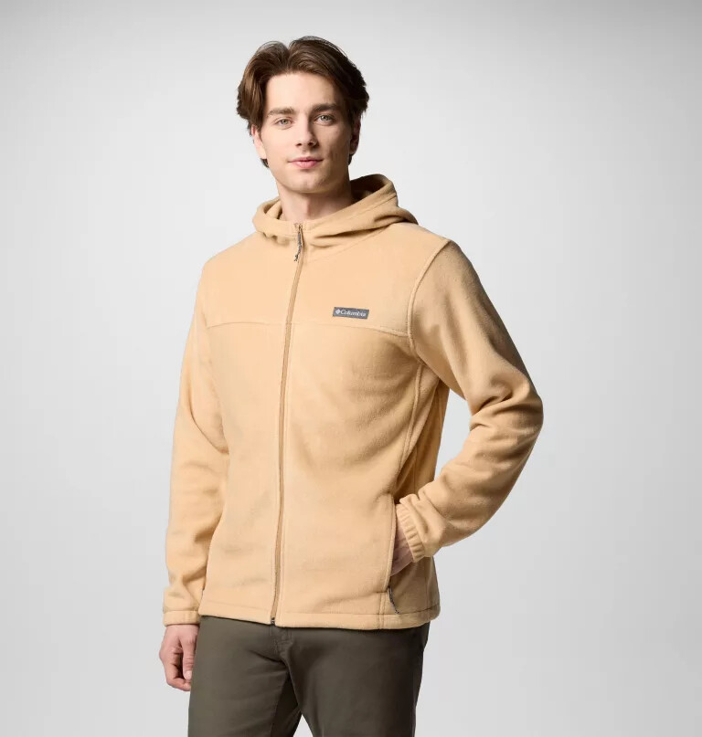 moletom masculino steens mountain com zíper frontal e capuz de lã.