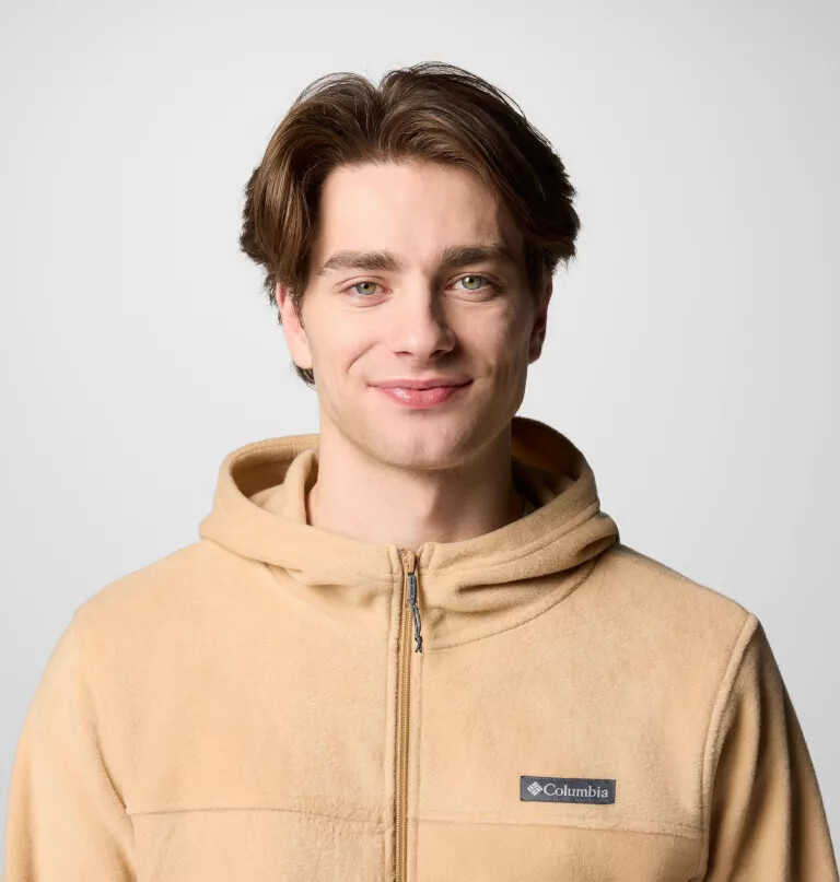 moletom masculino steens mountain com zíper frontal e capuz de lã.