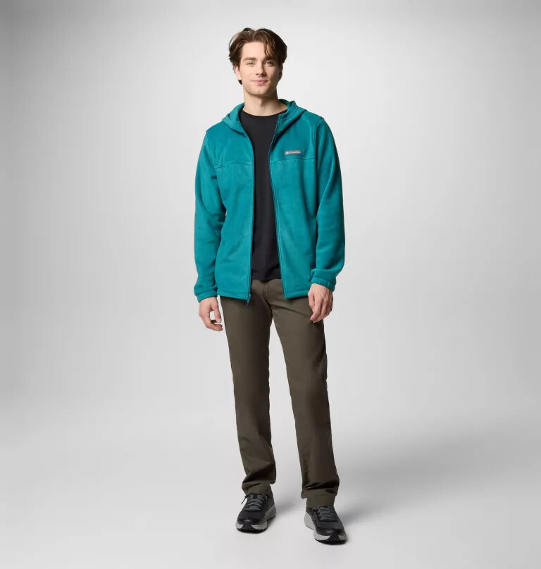 moletom masculino steens mountain com zíper frontal e capuz de lã.