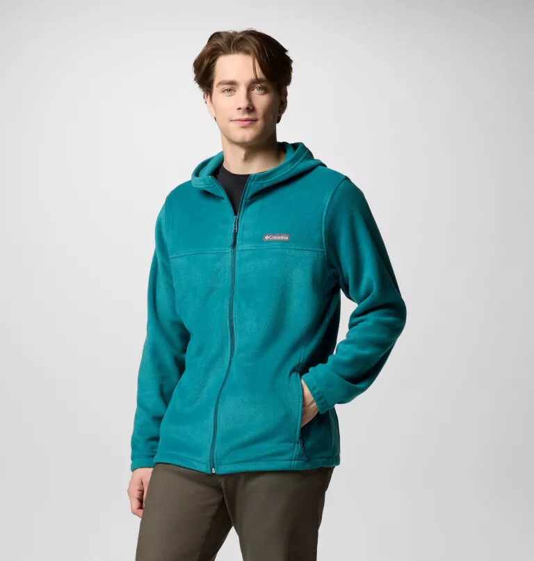moletom masculino steens mountain com zíper frontal e capuz de lã.