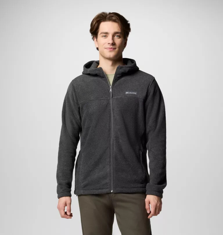 moletom masculino steens mountain com zíper frontal e capuz de lã.