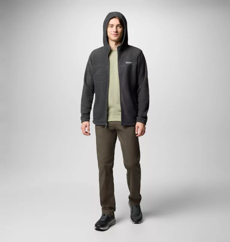 moletom masculino steens mountain com zíper frontal e capuz de lã.