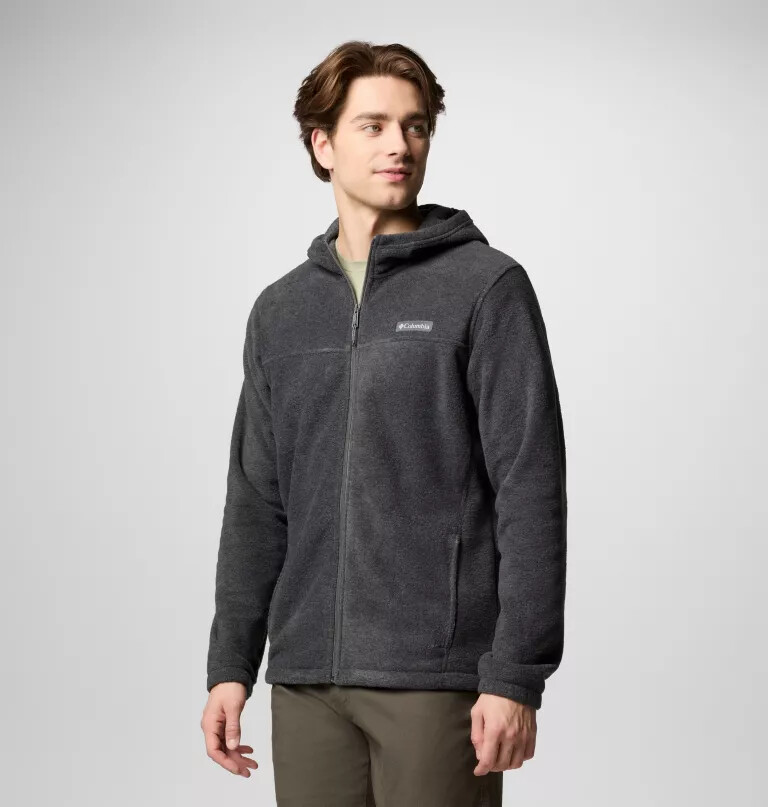 moletom masculino steens mountain com zíper frontal e capuz de lã.