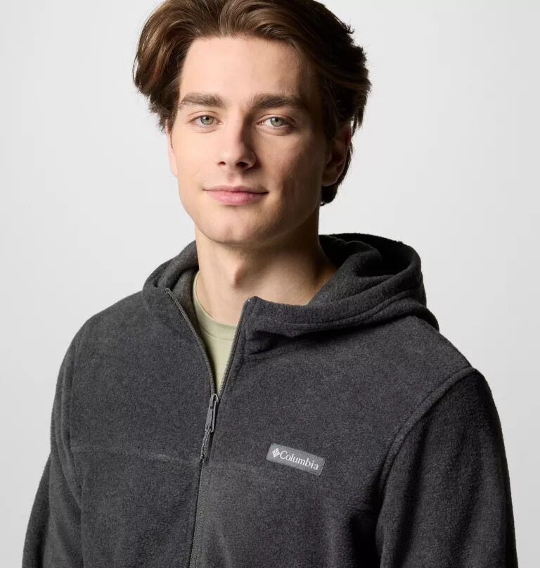 moletom masculino steens mountain com zíper frontal e capuz de lã.