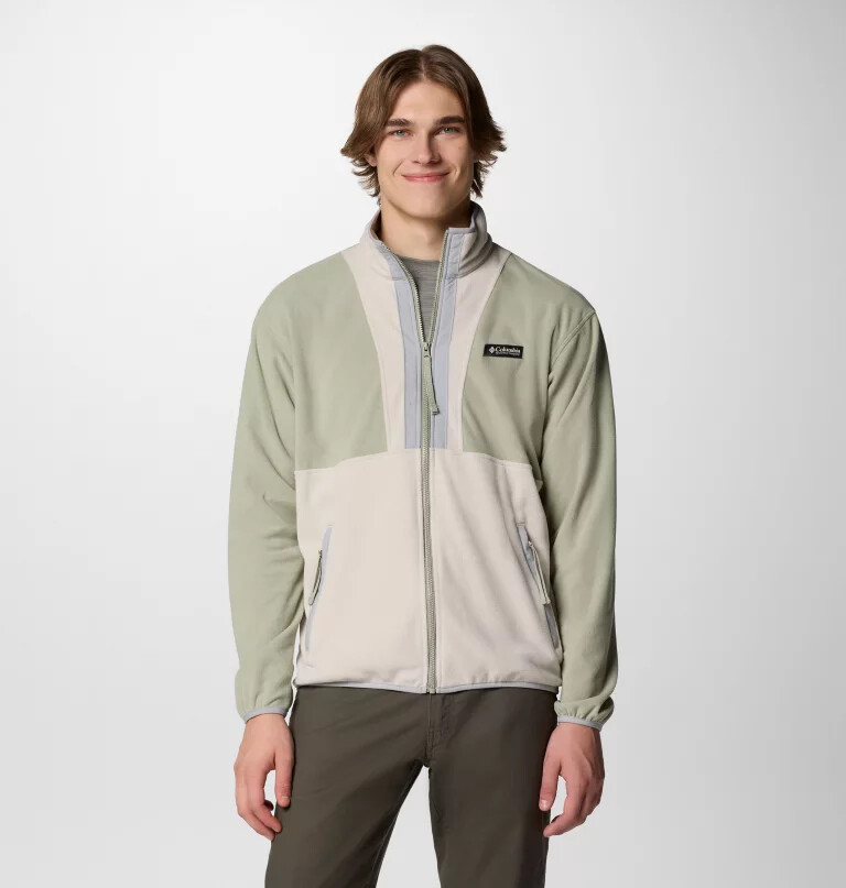 jaqueta masculina backbowl ii de fleece leve com zíper frontal