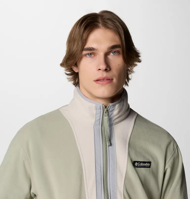 jaqueta masculina backbowl ii de fleece leve com zíper frontal