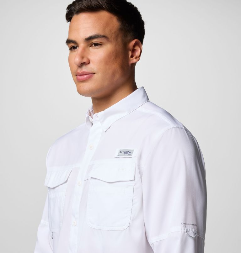 camisa masculina pfg blood and guts de manga comprida com decote em v