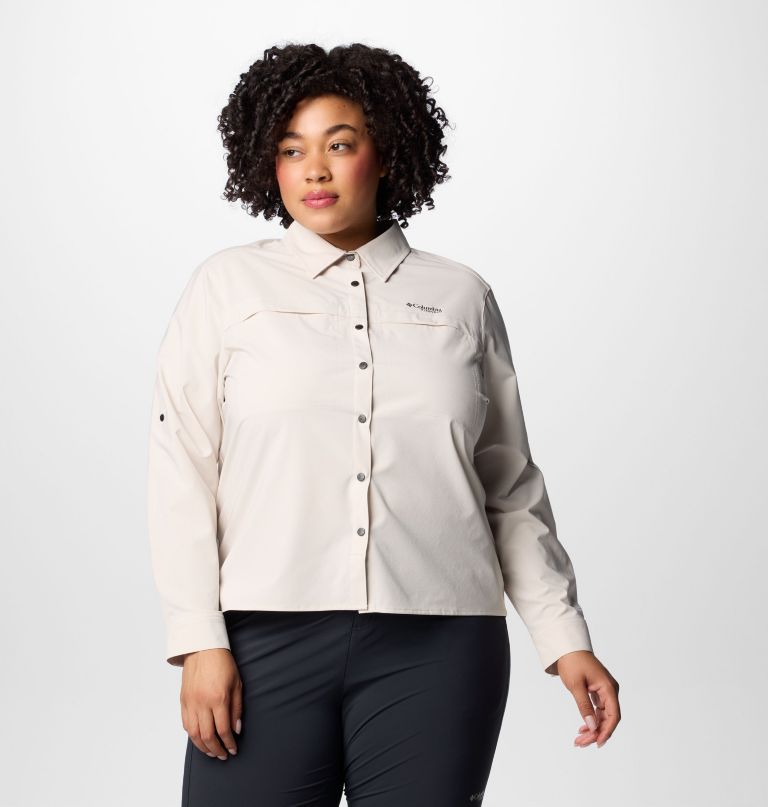 camisa feminina de manga comprida summit valley em tecido plano - tamanhos grandes