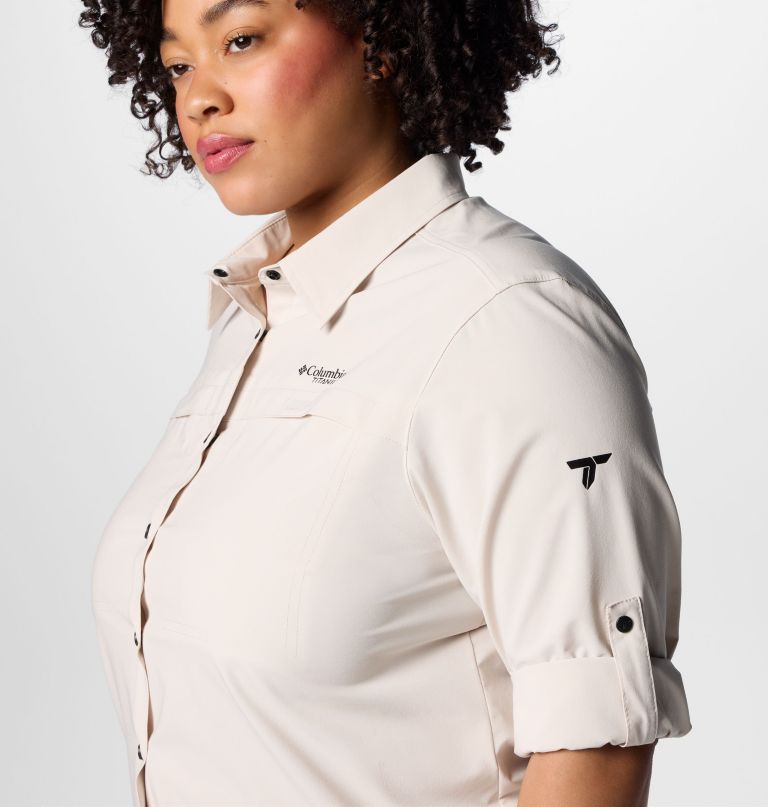 camisa feminina de manga comprida summit valley em tecido plano - tamanhos grandes