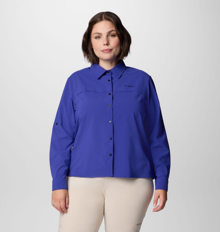 camisa feminina de manga comprida summit valley em tecido plano - tamanhos grandes