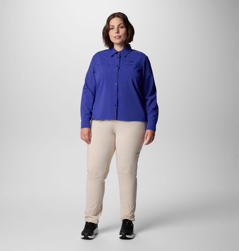 camisa feminina de manga comprida summit valley em tecido plano - tamanhos grandes