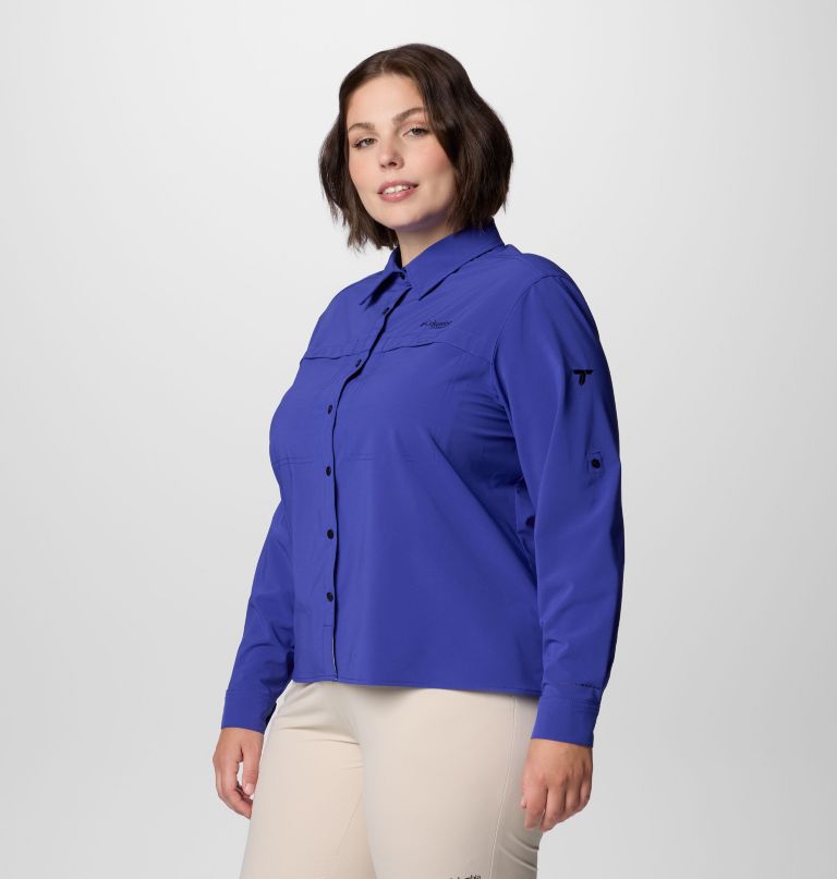 camisa feminina de manga comprida summit valley em tecido plano - tamanhos grandes