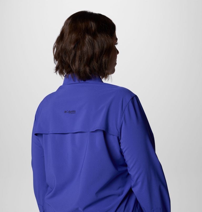 camisa feminina de manga comprida summit valley em tecido plano - tamanhos grandes
