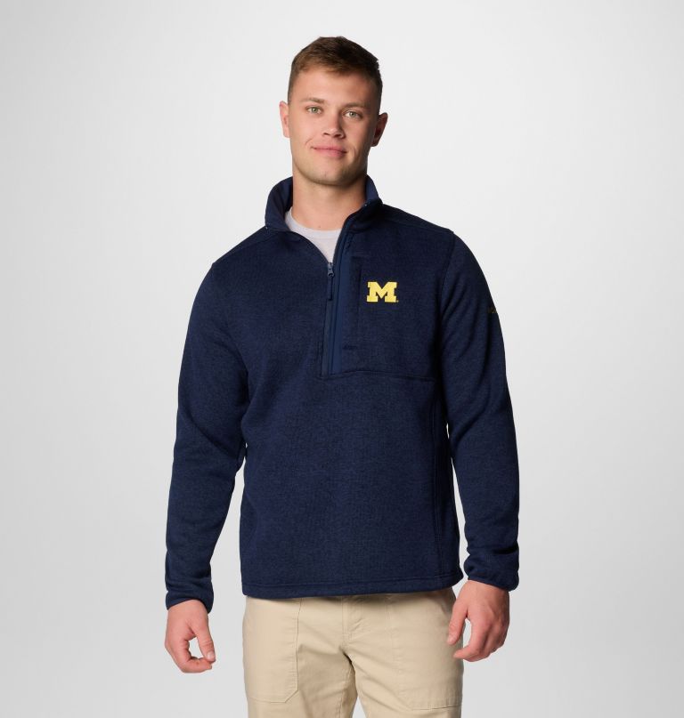 suéter masculino universitário com meio zíper modelo weather - michigan