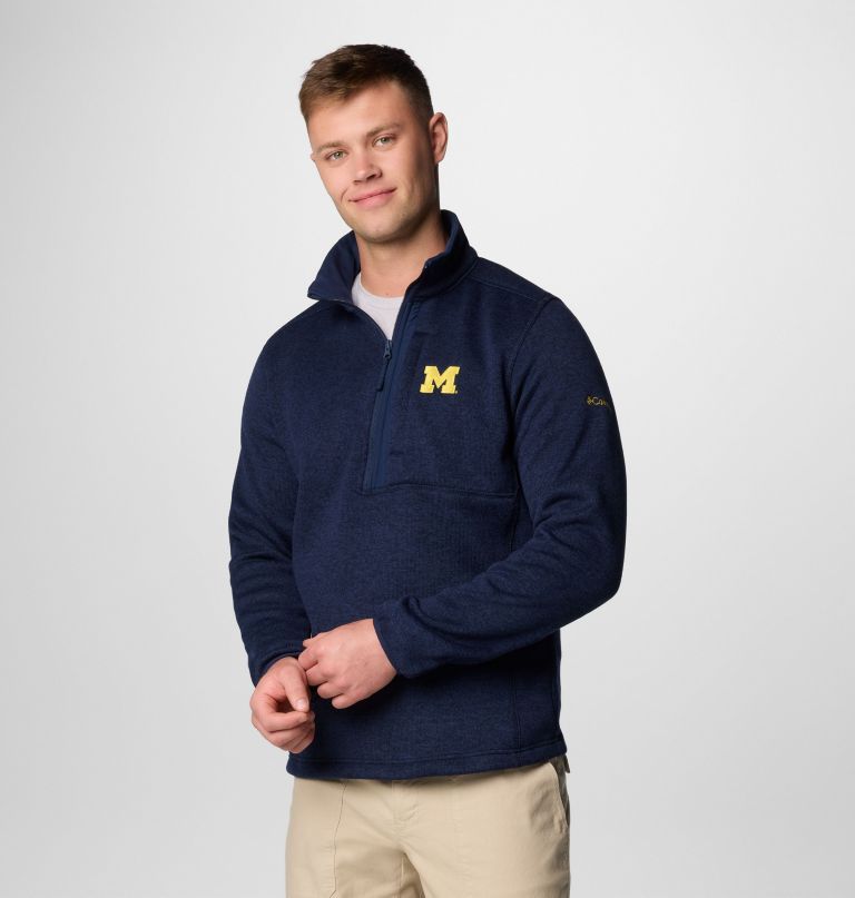 suéter masculino universitário com meio zíper modelo weather - michigan