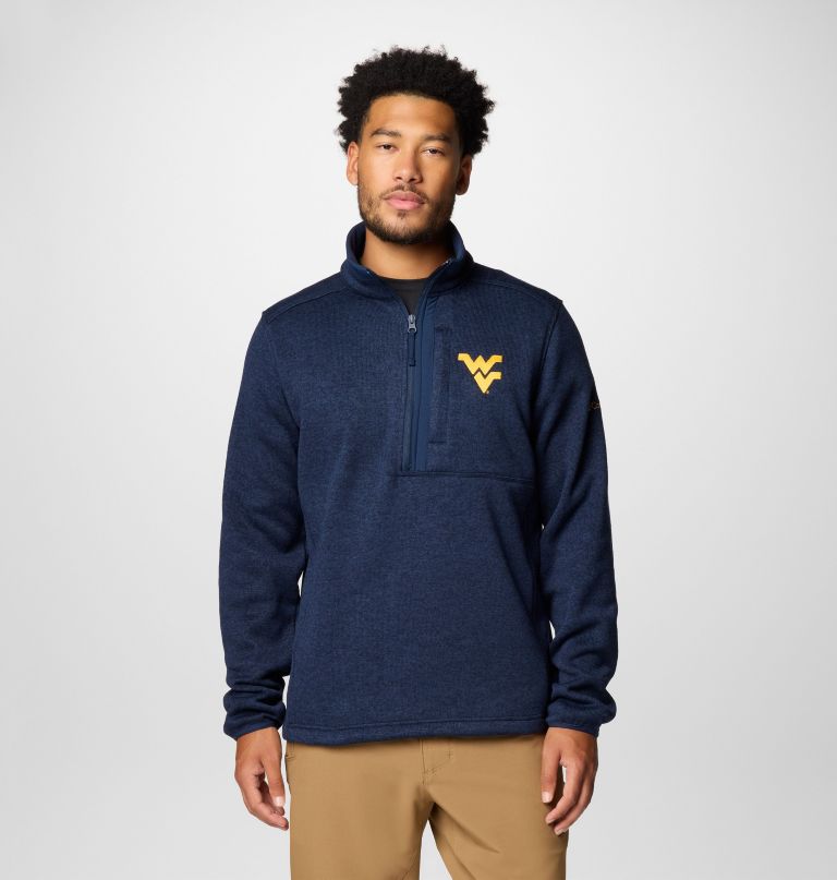 suéter masculino universitário com meio zíper modelo sweater weather - virgínia ocidental