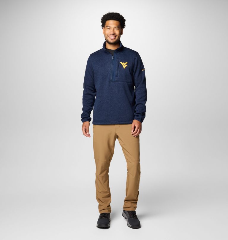 suéter masculino universitário com meio zíper modelo sweater weather - virgínia ocidental