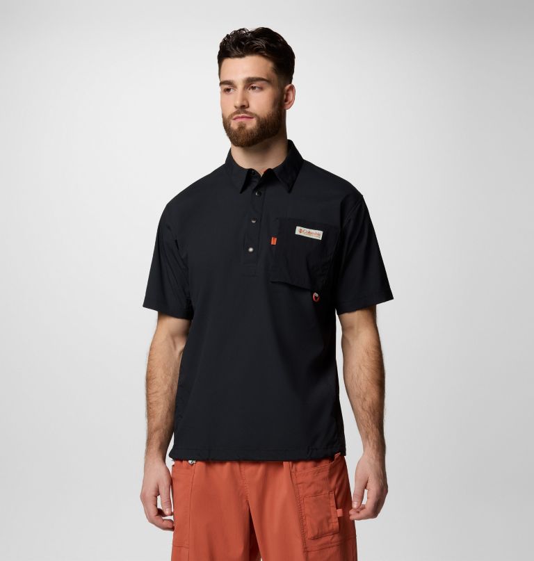 camisa de manga curta cove beach em tecido plano