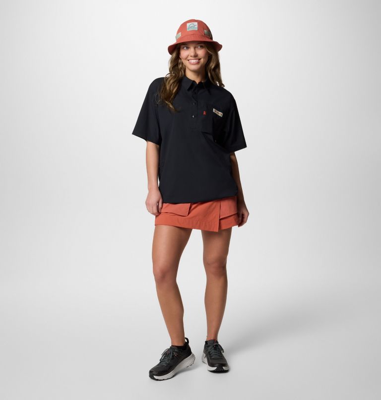 camisa de manga curta cove beach em tecido plano