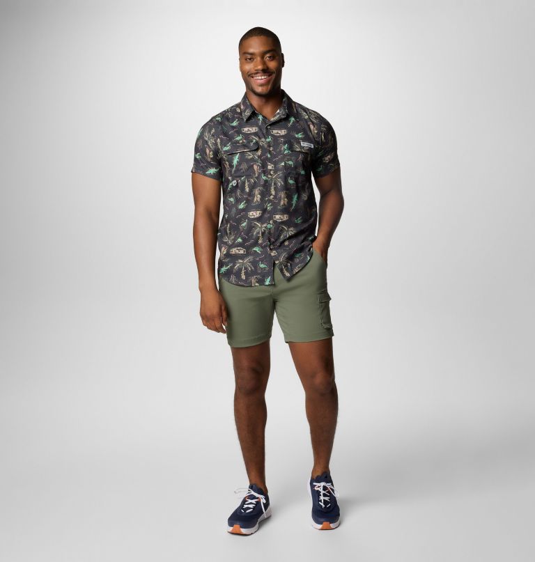 camisa masculina pfg uncharted de manga curta com estampa - tamanho alto