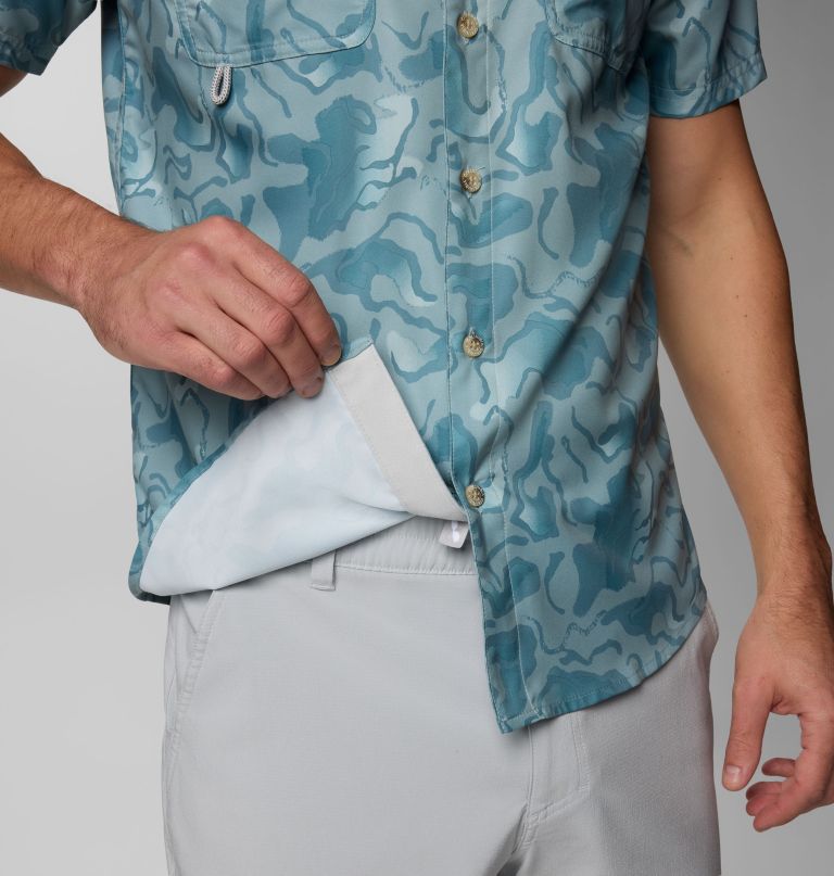 camisa masculina pfg uncharted de manga curta com estampa - tamanho alto
