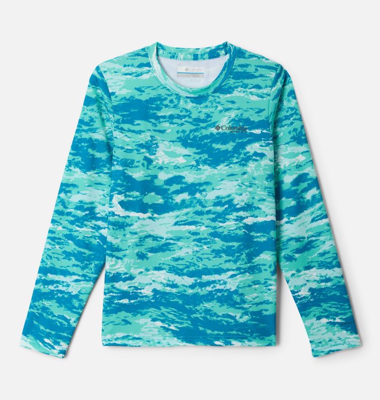 camisa de manga comprida infantil pfg solar stream com estampa.