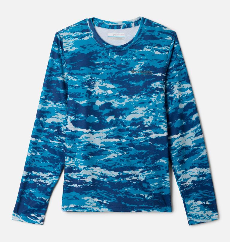 camisa de manga comprida infantil pfg solar stream com estampa.